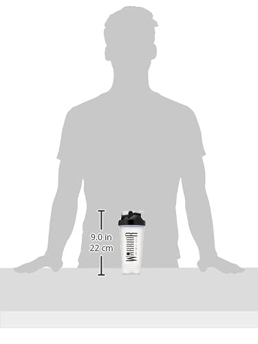Warrior Protein Shaker Bottle, Includes Wire Mixball Blender – 600ml – Perfect for Mixing Powdered Shakes, Clear, BPA Free, Dishwasher Safe