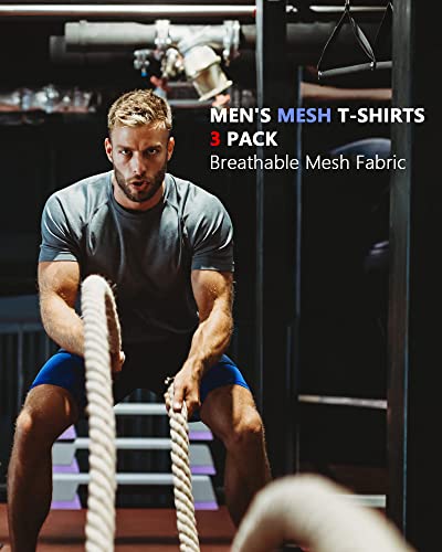 HOPLYNN 3/5 Pack Running Shirts Men Sport Tops Dry Fit Gym Wicking Athletic T Shirts Breathable Cool Workout Shirts