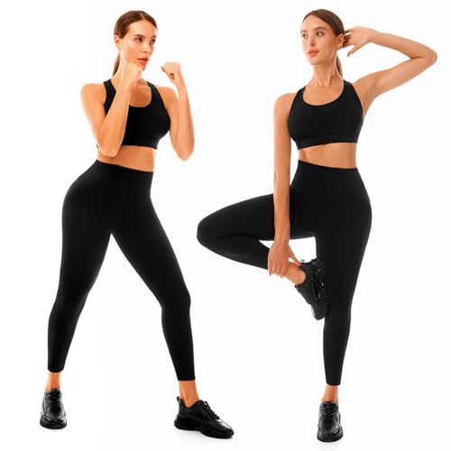 Leafigure 3 Pack Leggings for Women High Waisted Non See-Through Black Soft Workout Gym Yoga Pants