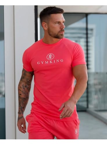 Gym King Men's Pro Jersey Tee Coral Mens Gym Wear