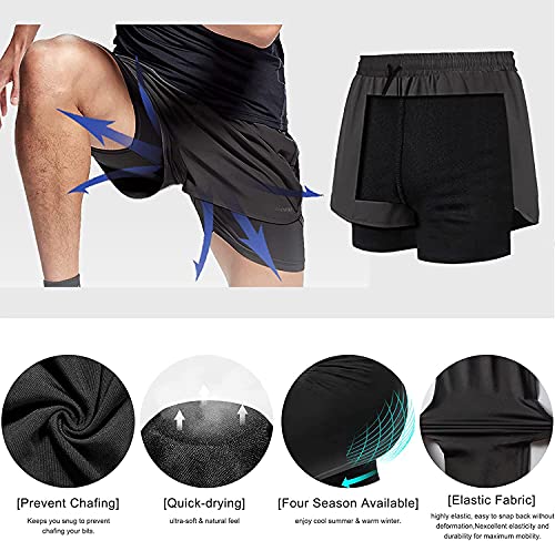 Danfiki Men Running Shorts Men's Shorts Workout with Phone Pocket