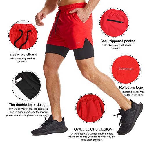 Danfiki Men Running Shorts Men's Shorts Workout with Phone Pocket