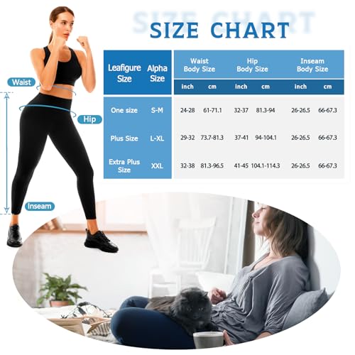 Leafigure 3 Pack Leggings for Women High Waisted Non See-Through Black Soft Workout Gym Yoga Pants