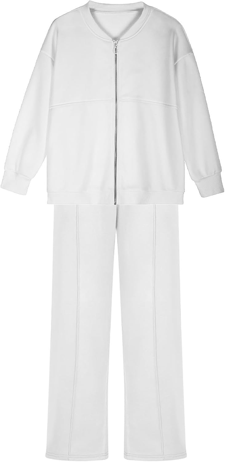 Two Piece Set for Women Full Zipper Jackets and Trousers Set