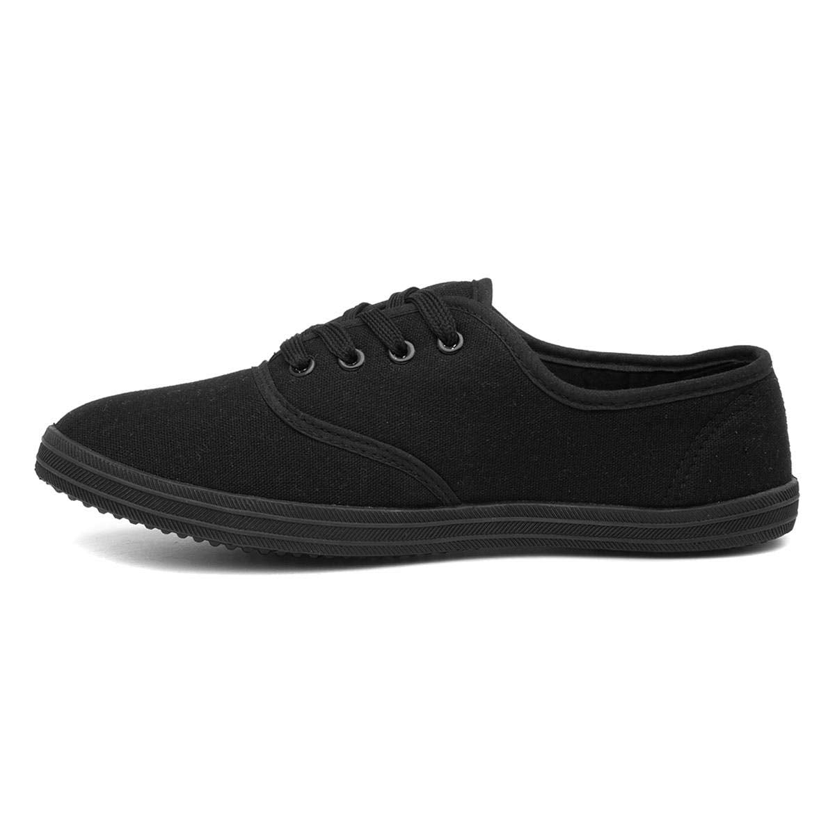 Red Fish Tai Womens Black Lace Up Canvas Shoe
