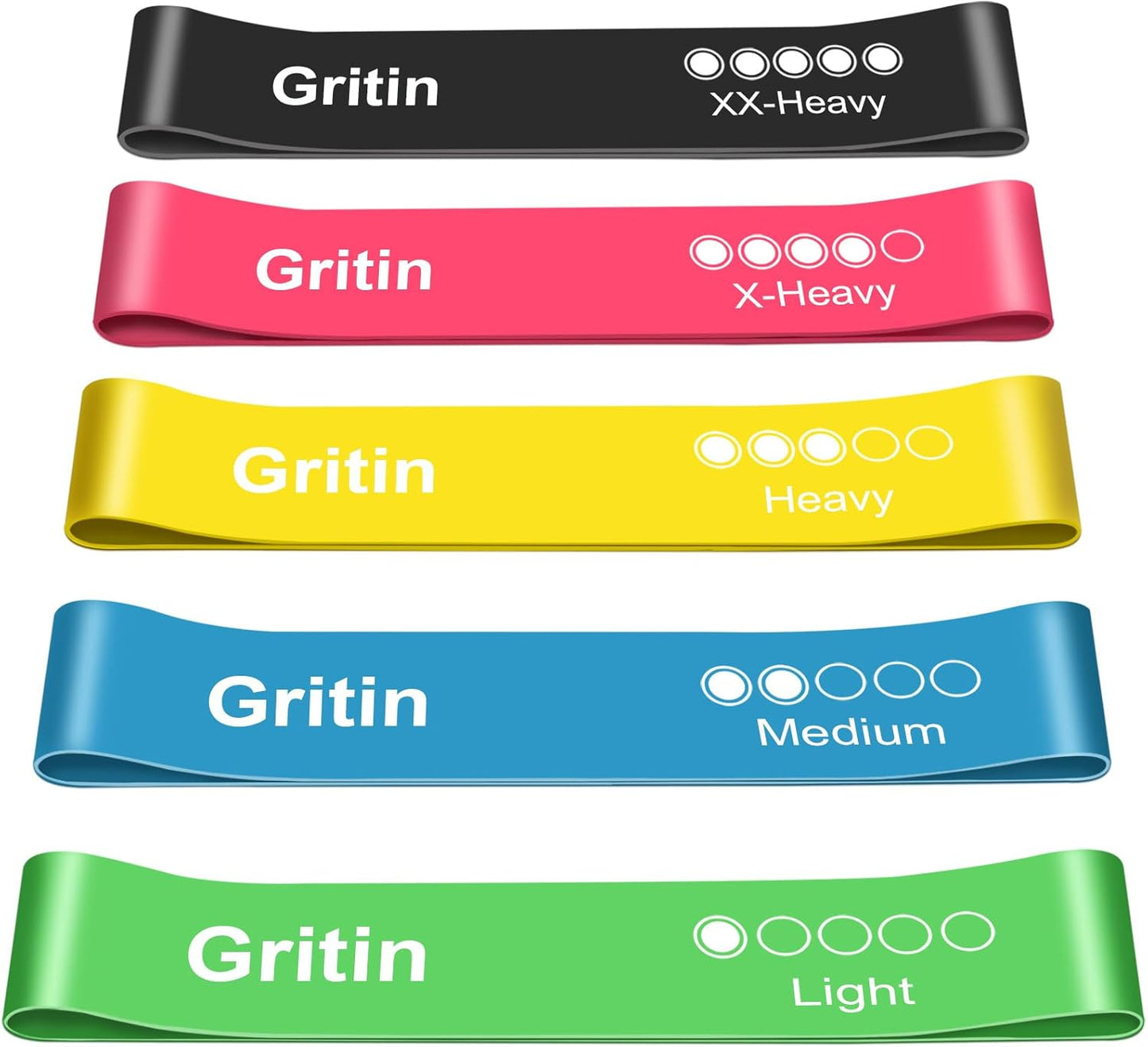 Resistance Bands, Set of 5 Skin-Friendly Resistance Loop Bands