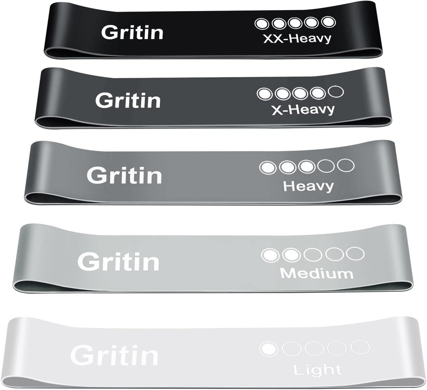 Resistance Bands, Set of 5 Skin-Friendly Resistance Loop Bands