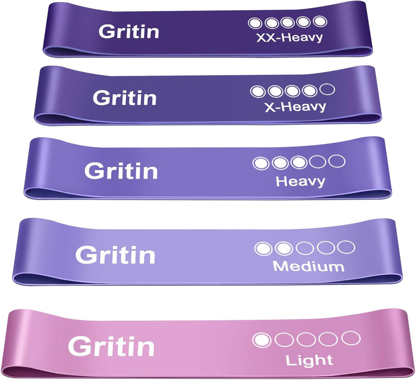 Resistance Bands, Set of 5 Skin-Friendly Resistance Loop Bands