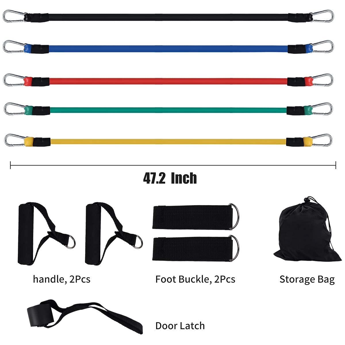 RECUTMS Resistance Bands Set, Exercise Band, Resistance Band With handle Men Women 11pc Fitness Home Gym Equipment for Stretch Workout Band Kit Stackable Up to 100 lbs 5 Fitness Tubes Yoga Pilates Physio