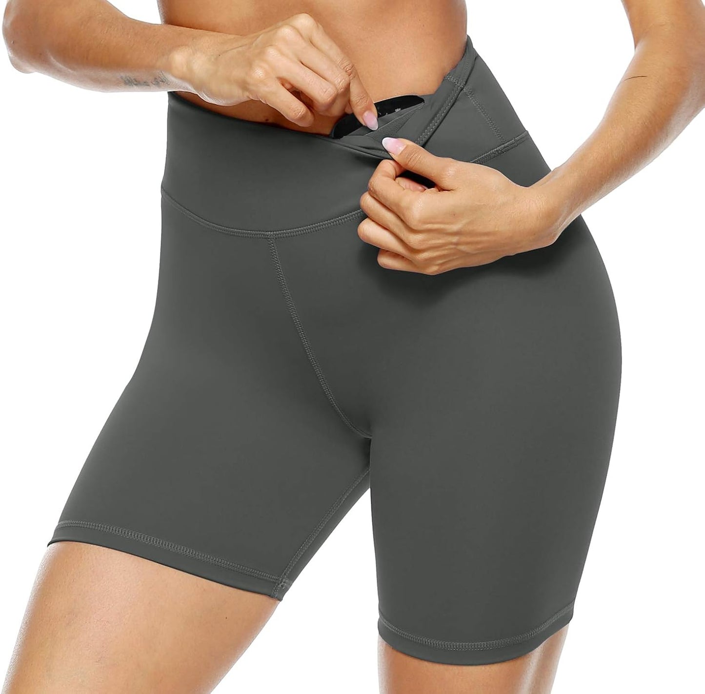 PERSIT High Waisted Women's Yoga Shorts with Pocket