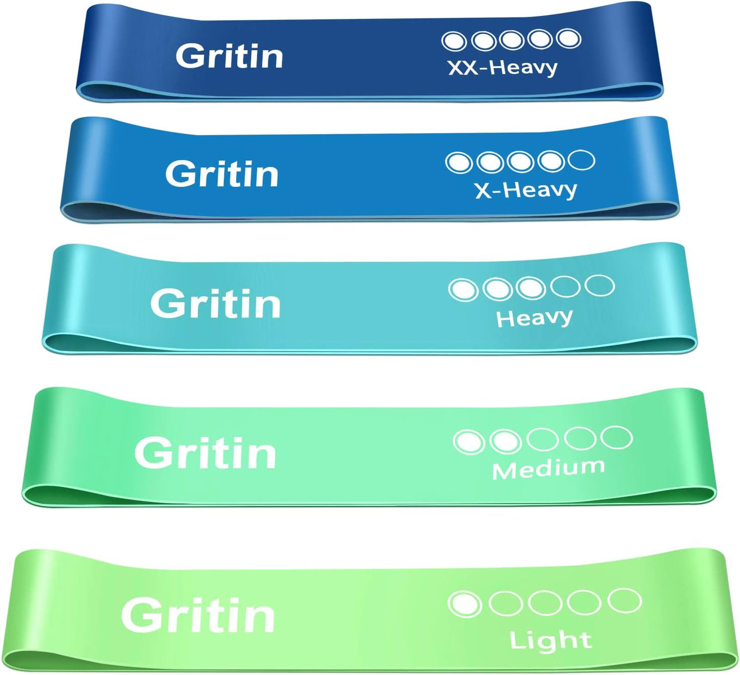 Resistance Bands, Set of 5 Skin-Friendly Resistance Loop Bands