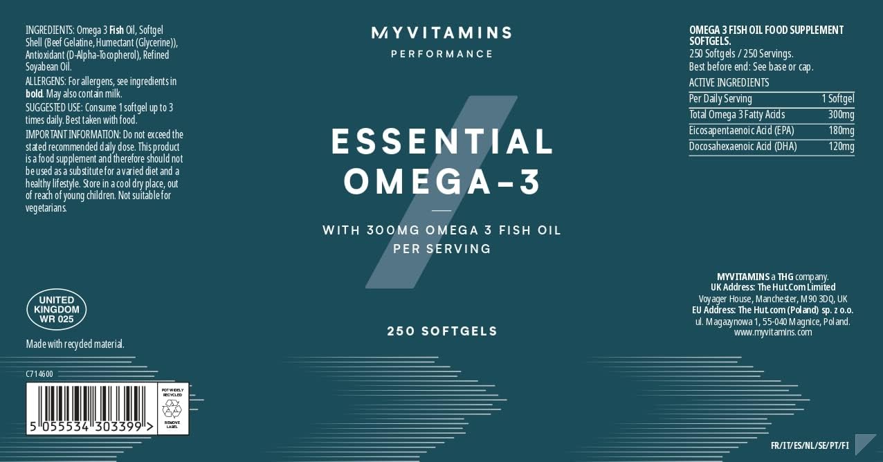 Myprotein Essential Omega 3, 300mg Omega 3 Fish Oil