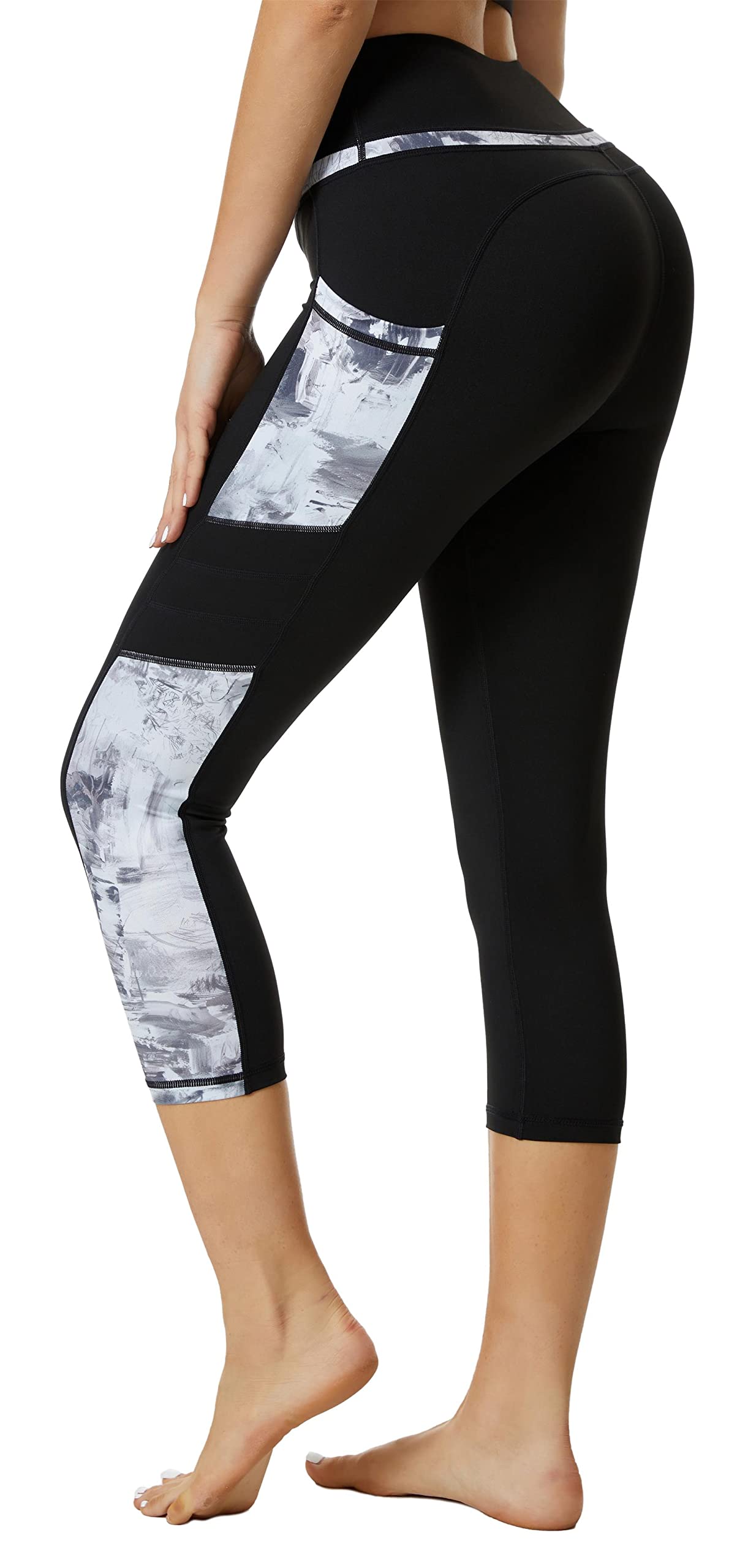 Sugar Pocket Gym Leggings for Women,Yoga Pants for Women Capri Workout Sport Exercise Cycling Leggings with Pockets