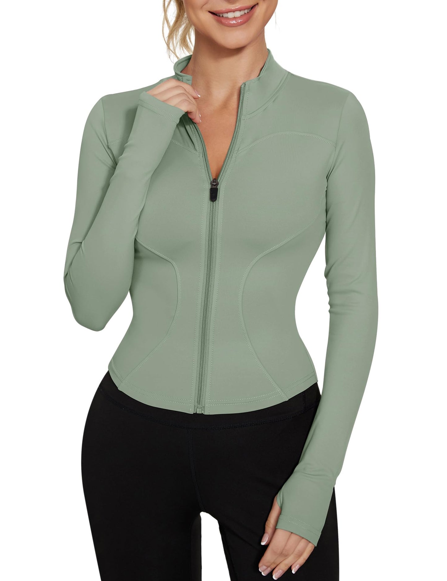 IECCP Womens Gym Tops Long Sleeve Sports T-Shirt Fitness Workout Yoga Crop Tops Ladies Running Tee Shirts Half Zip Breathable Activewear with Thumb Holes