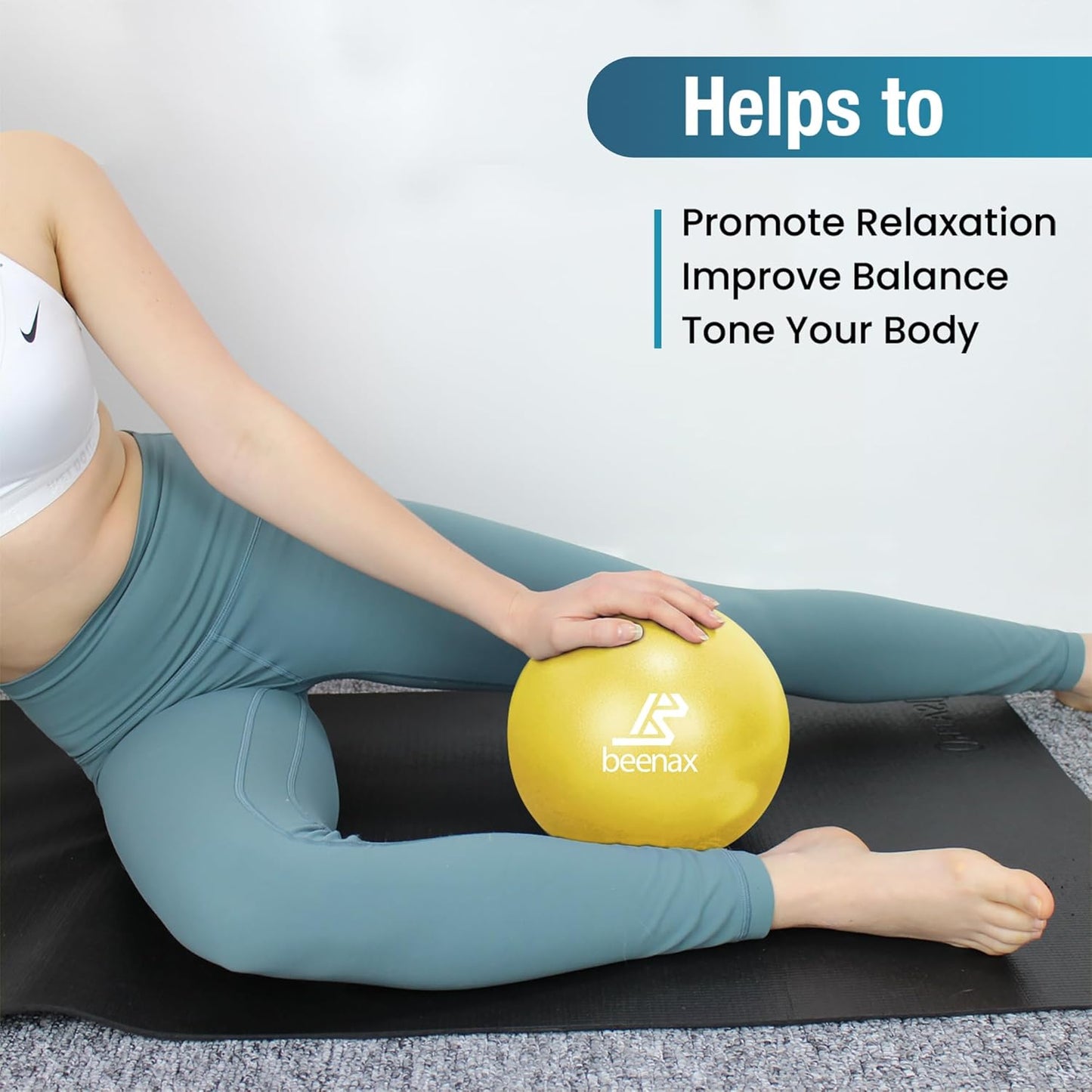 Beenax 23cm Soft Pilates Ball - 9 Inch Exercise, Mini Barre, Gym Ball