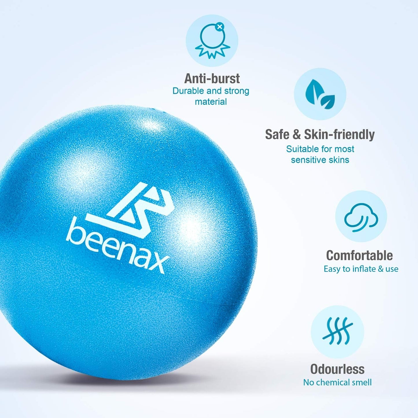 Beenax 23cm Soft Pilates Ball - 9 Inch Exercise, Mini Barre, Gym Ball