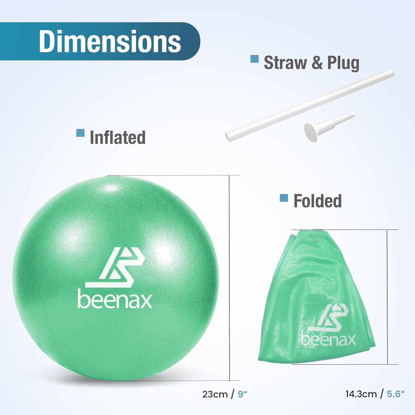 Beenax 23cm Soft Pilates Ball - 9 Inch Exercise, Mini Barre, Gym Ball