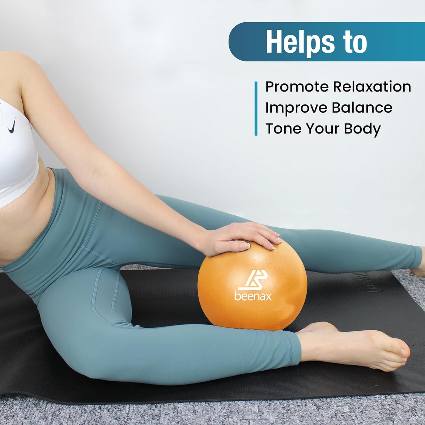 Beenax 23cm Soft Pilates Ball - 9 Inch Exercise, Mini Barre, Gym Ball
