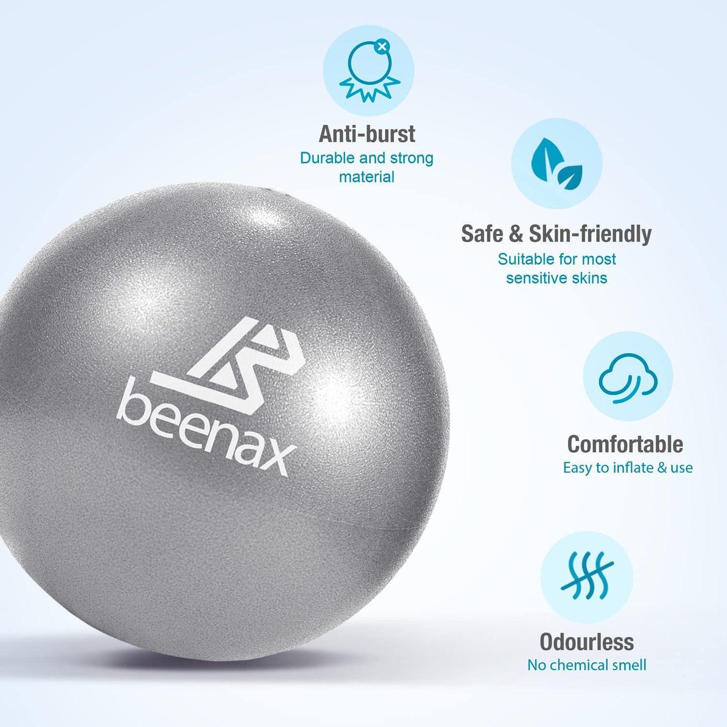 Beenax 23cm Soft Pilates Ball - 9 Inch Exercise, Mini Barre, Gym Ball