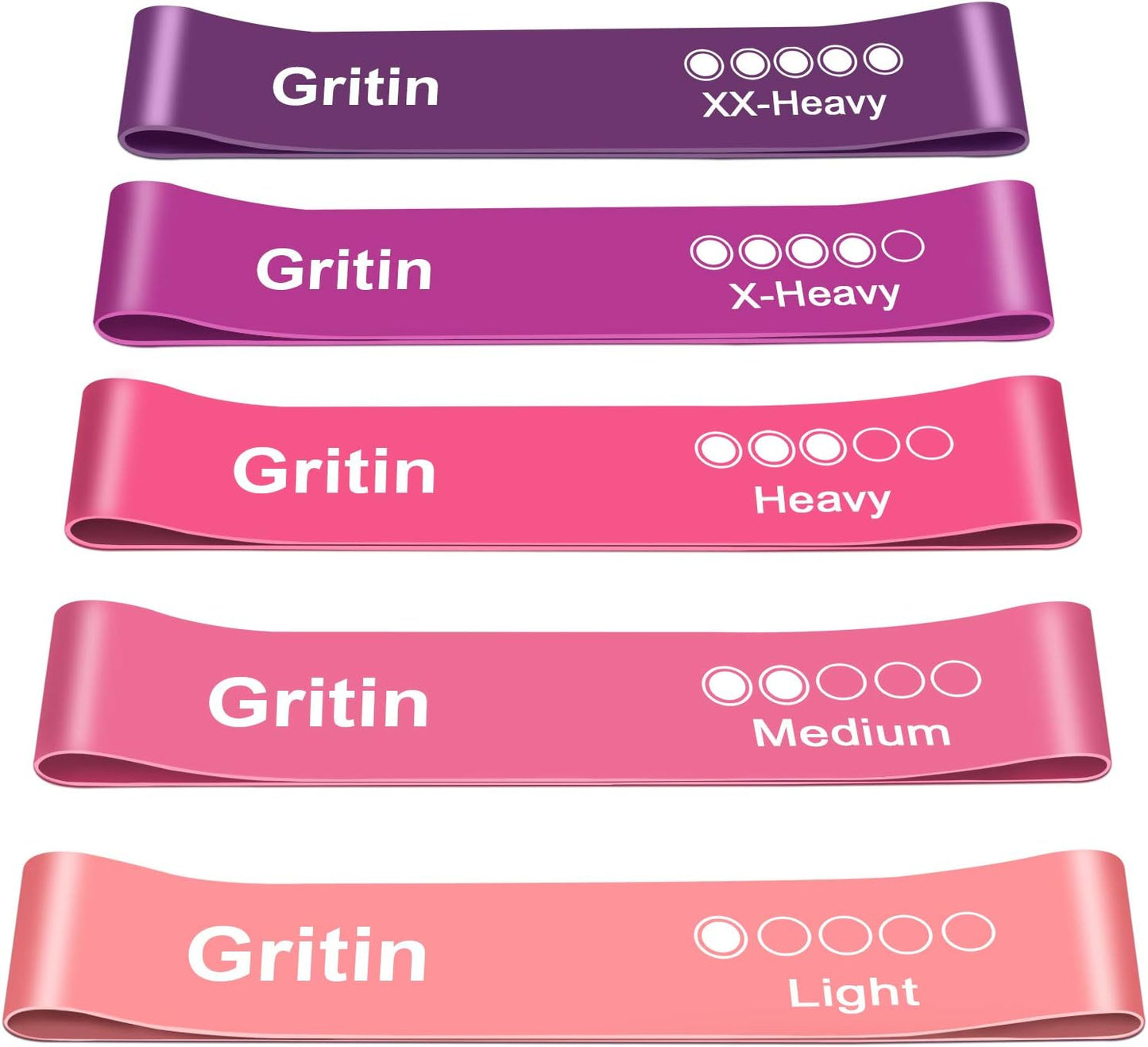 Resistance Bands, Set of 5 Skin-Friendly Resistance Loop Bands