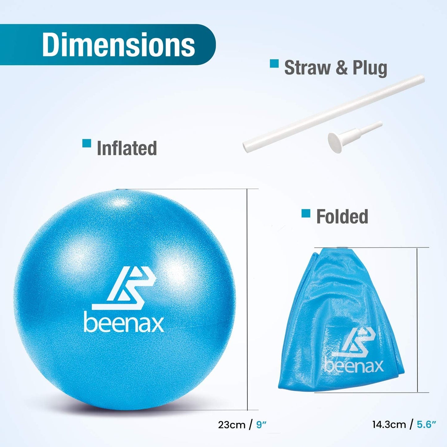 Beenax 23cm Soft Pilates Ball - 9 Inch Exercise, Mini Barre, Gym Ball