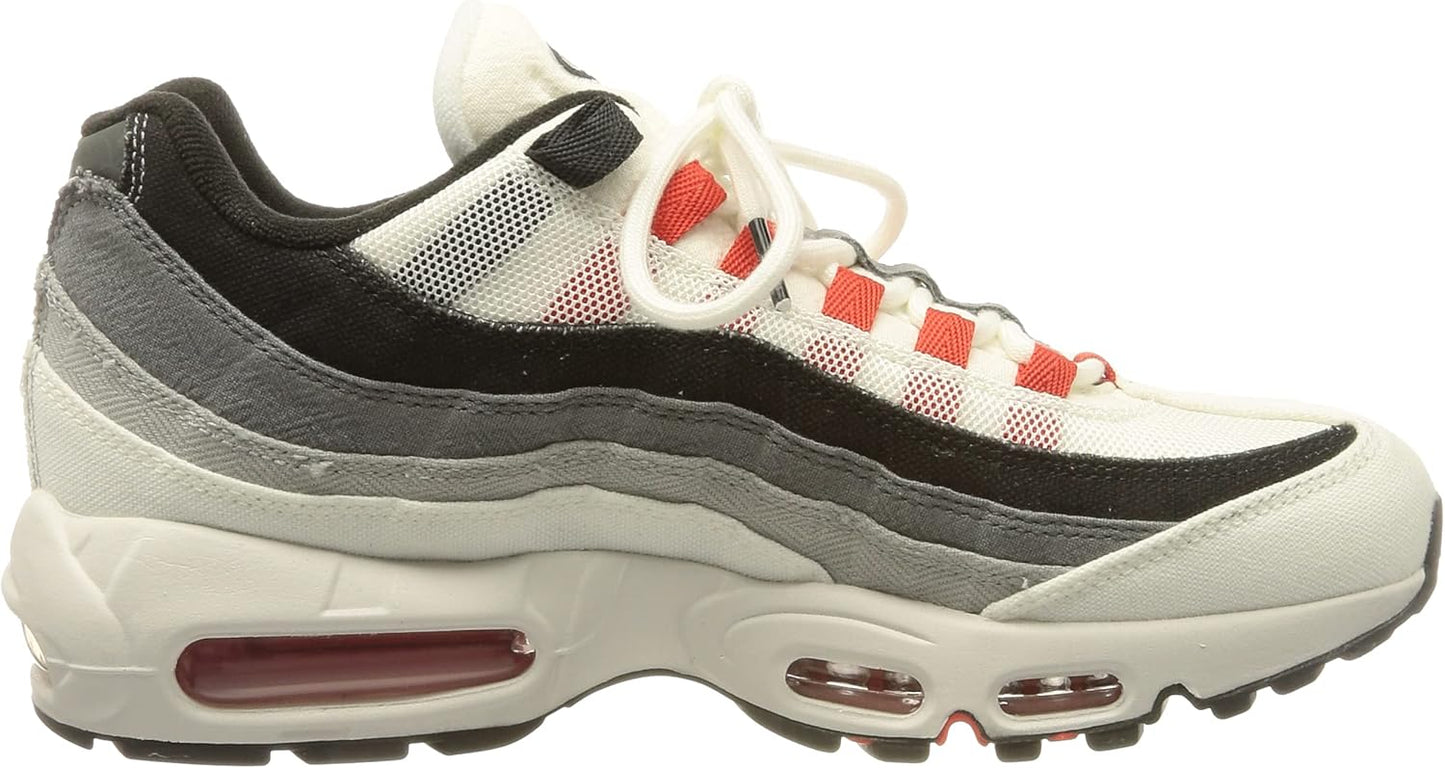 NIKE Mens Air Max 95 Sneaker, Summit White Chile Red Off Noir, 3.5 UK