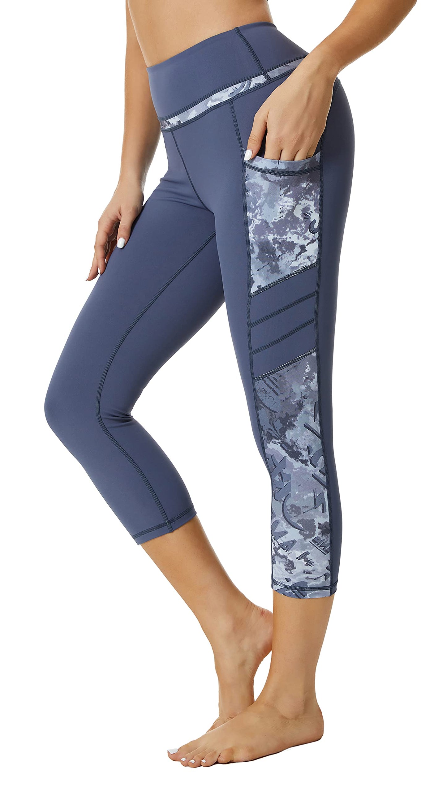 Sugar Pocket Gym Leggings for Women,Yoga Pants for Women Capri Workout Sport Exercise Cycling Leggings with Pockets