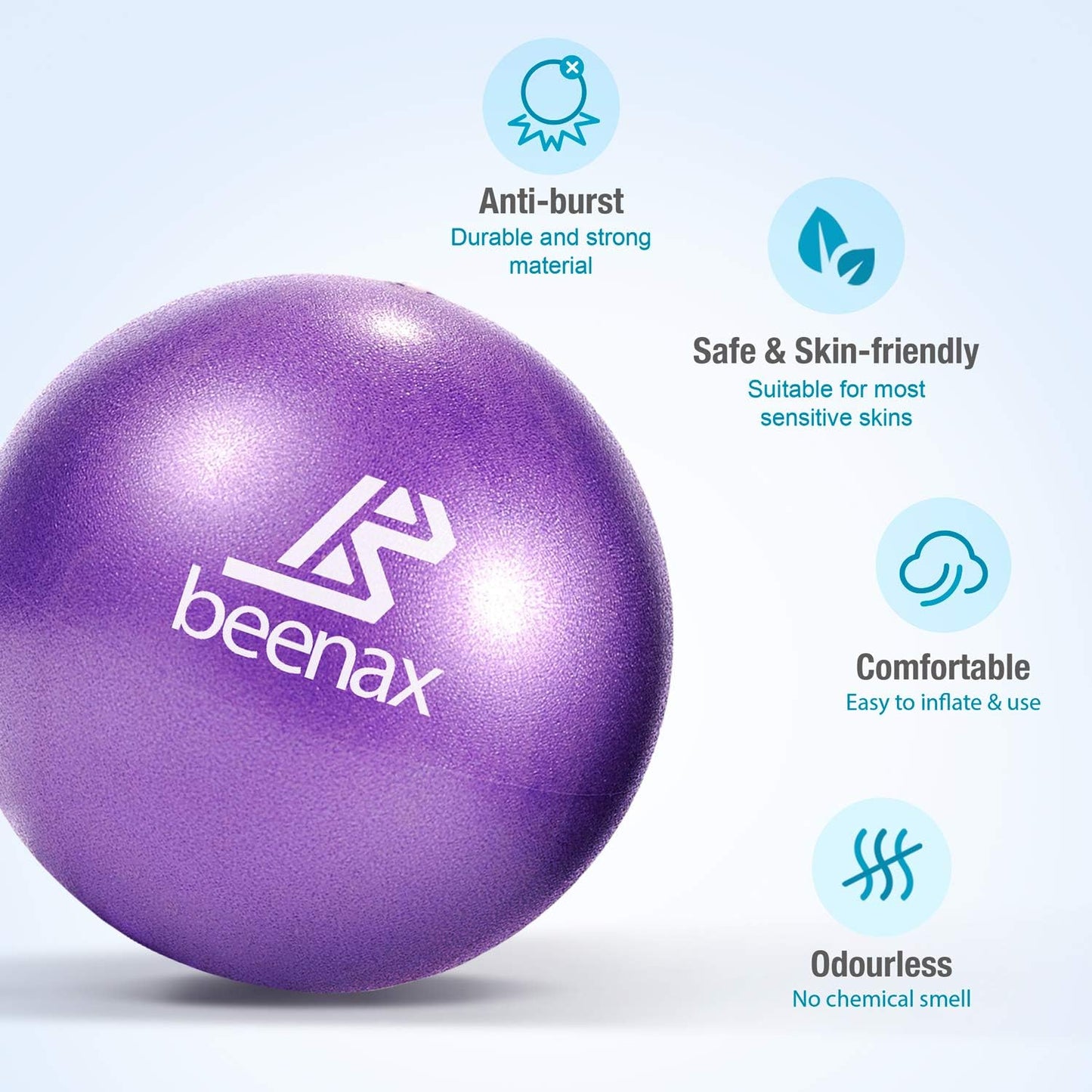 Beenax 23cm Soft Pilates Ball - 9 Inch Exercise, Mini Barre, Gym Ball