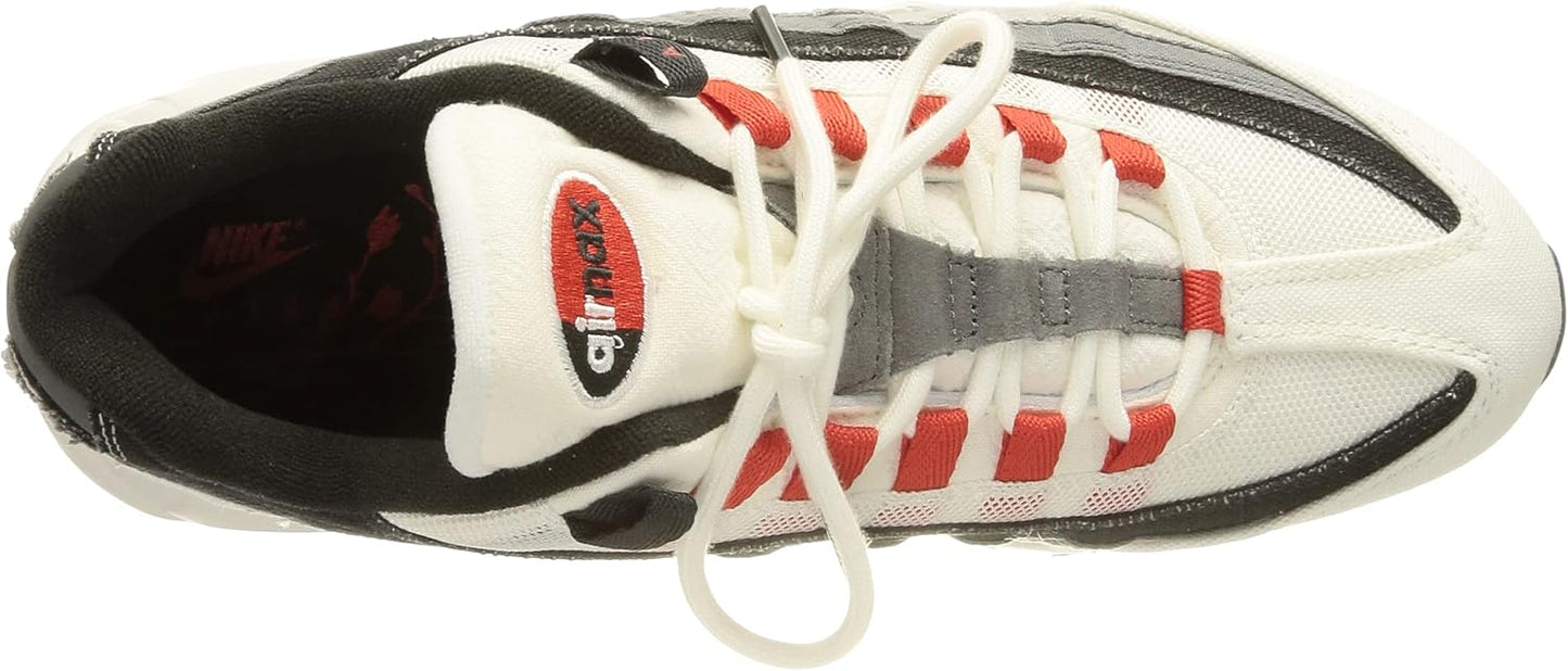 NIKE Mens Air Max 95 Sneaker, Summit White Chile Red Off Noir, 3.5 UK