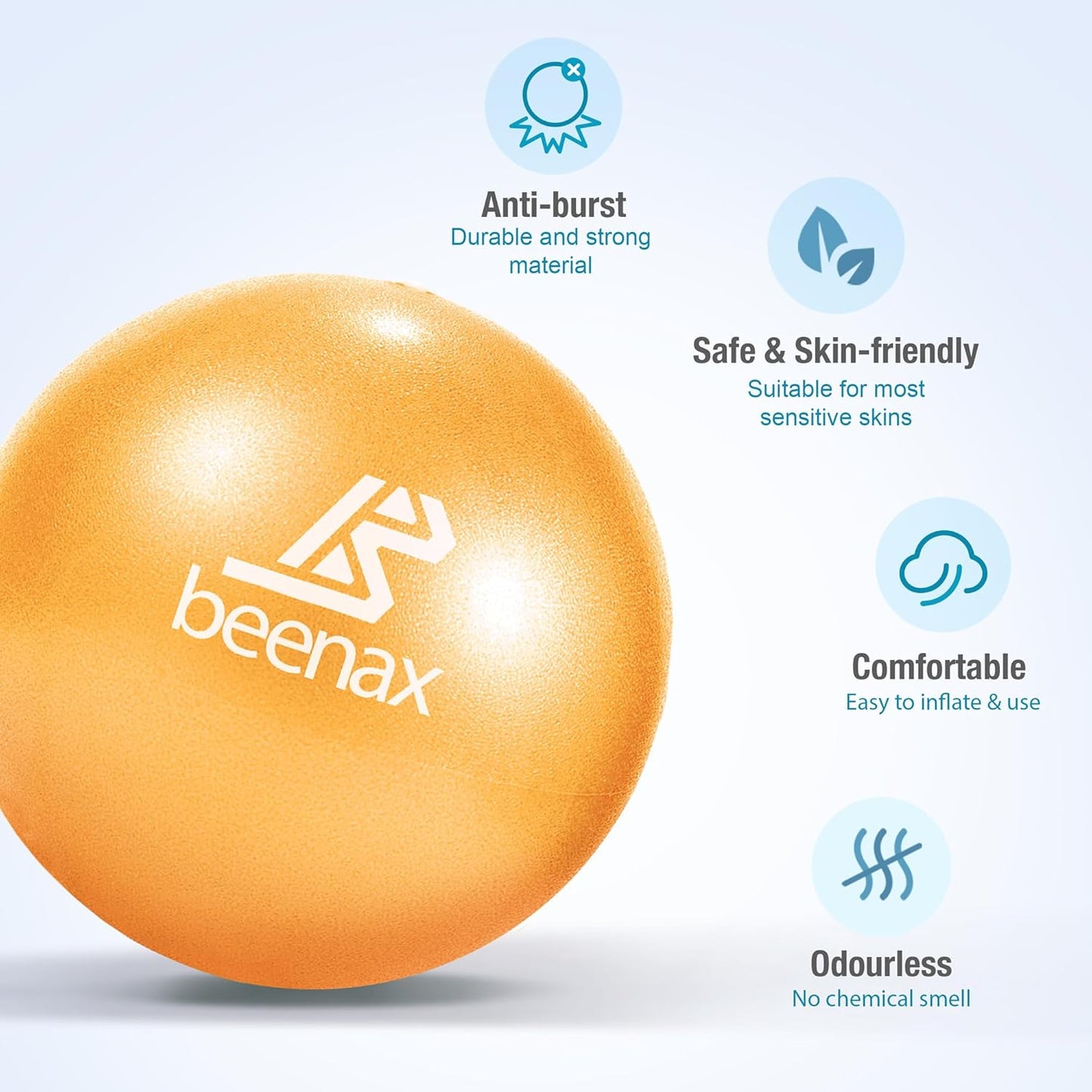 Beenax 23cm Soft Pilates Ball - 9 Inch Exercise, Mini Barre, Gym Ball