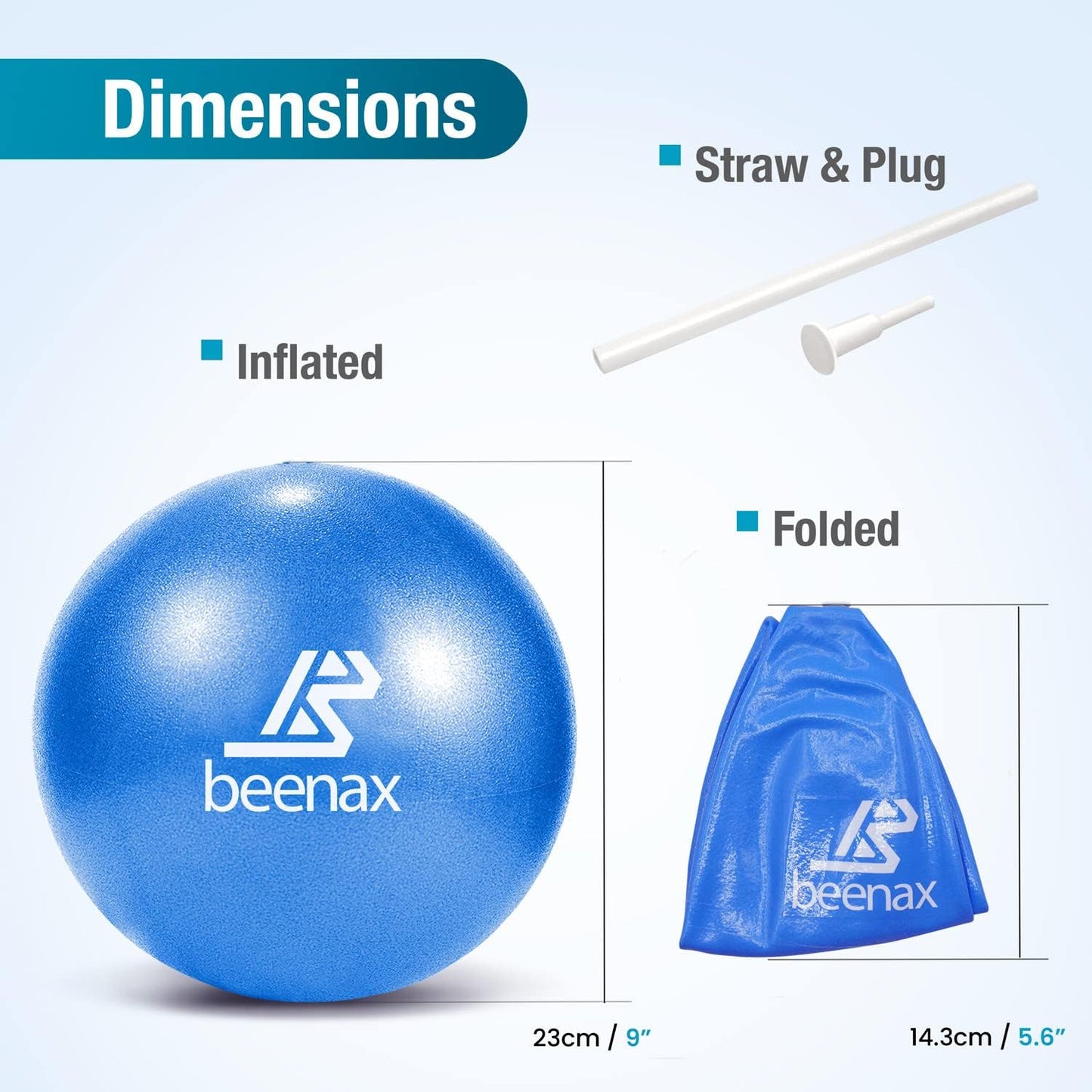 Beenax 23cm Soft Pilates Ball - 9 Inch Exercise, Mini Barre, Gym Ball
