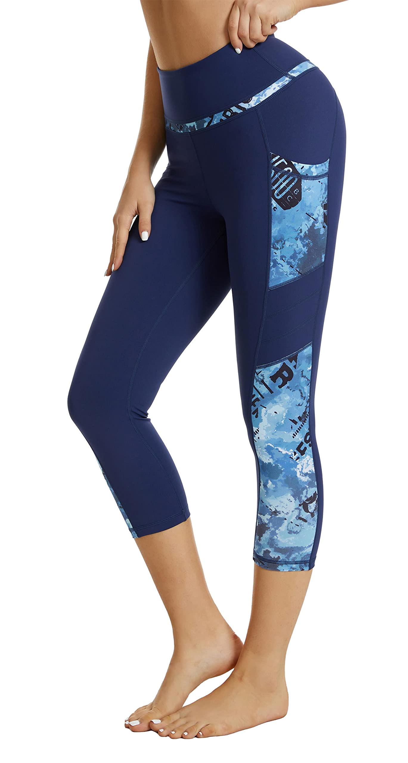 Sugar Pocket Gym Leggings for Women,Yoga Pants for Women Capri Workout Sport Exercise Cycling Leggings with Pockets