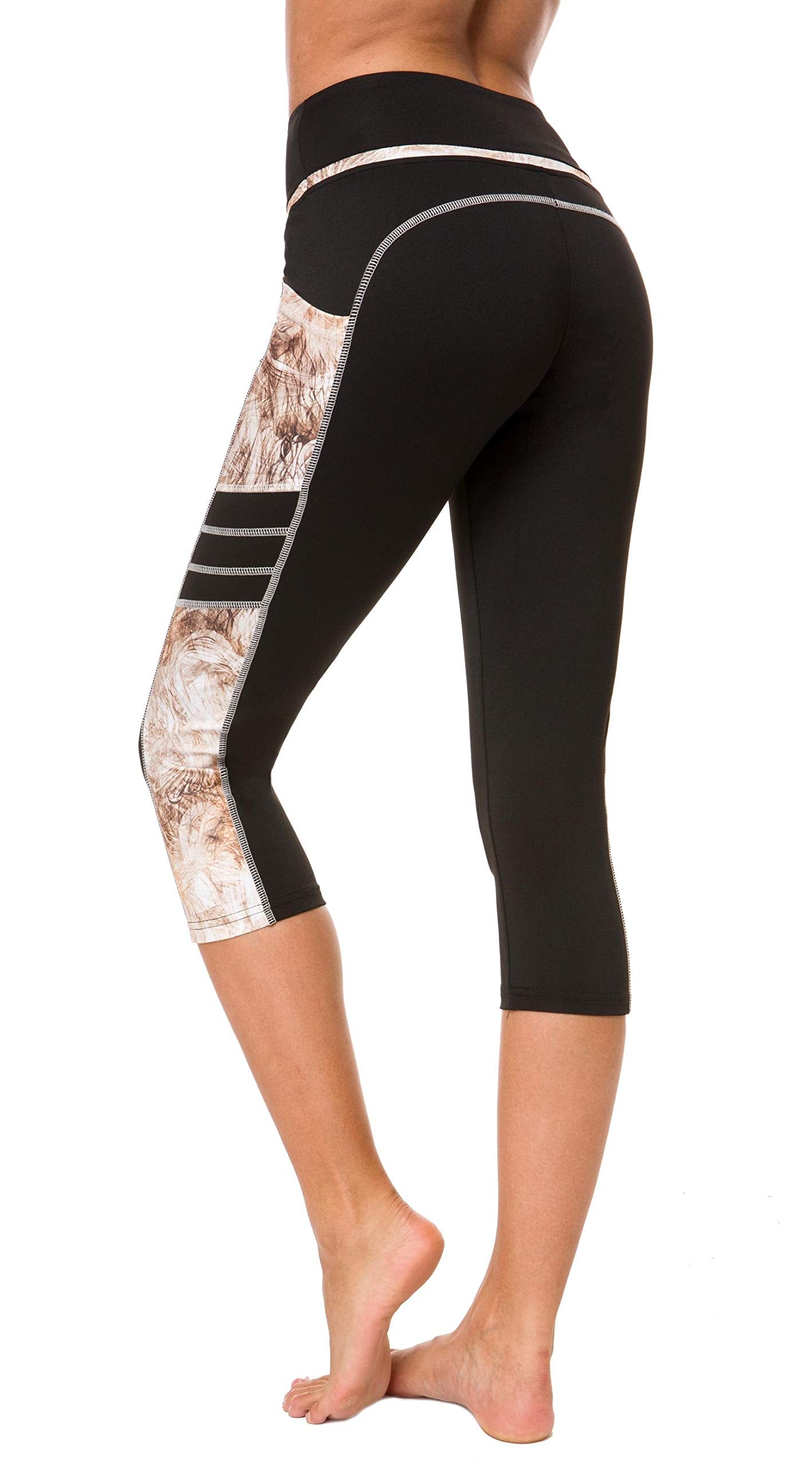 Sugar Pocket Gym Leggings for Women,Yoga Pants for Women Capri Workout Sport Exercise Cycling Leggings with Pockets