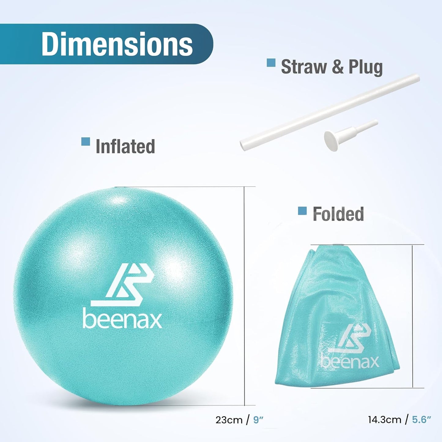 Beenax 23cm Soft Pilates Ball - 9 Inch Exercise, Mini Barre, Gym Ball
