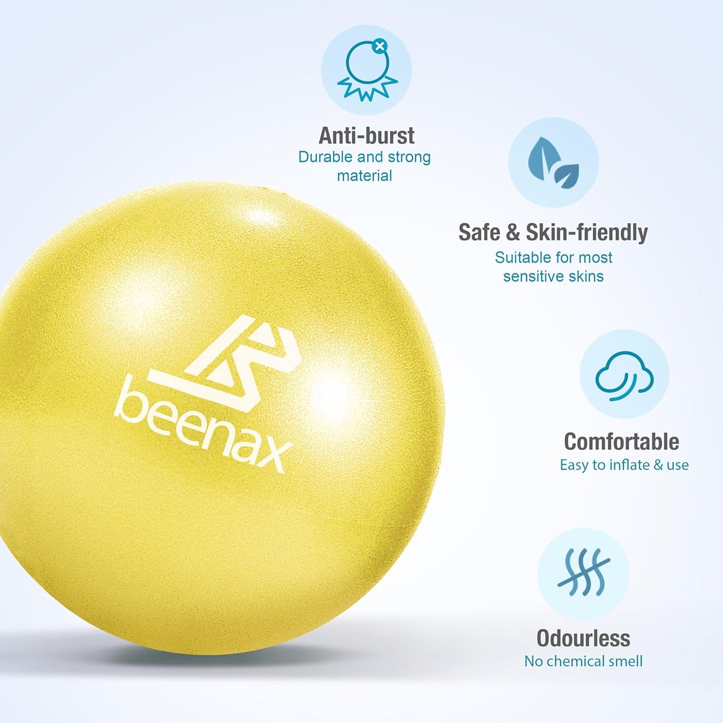 Beenax 23cm Soft Pilates Ball - 9 Inch Exercise, Mini Barre, Gym Ball