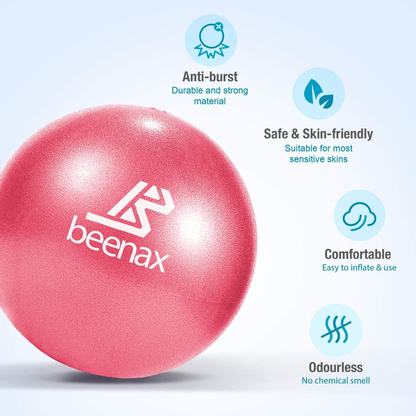 Beenax 23cm Soft Pilates Ball - 9 Inch Exercise, Mini Barre, Gym Ball