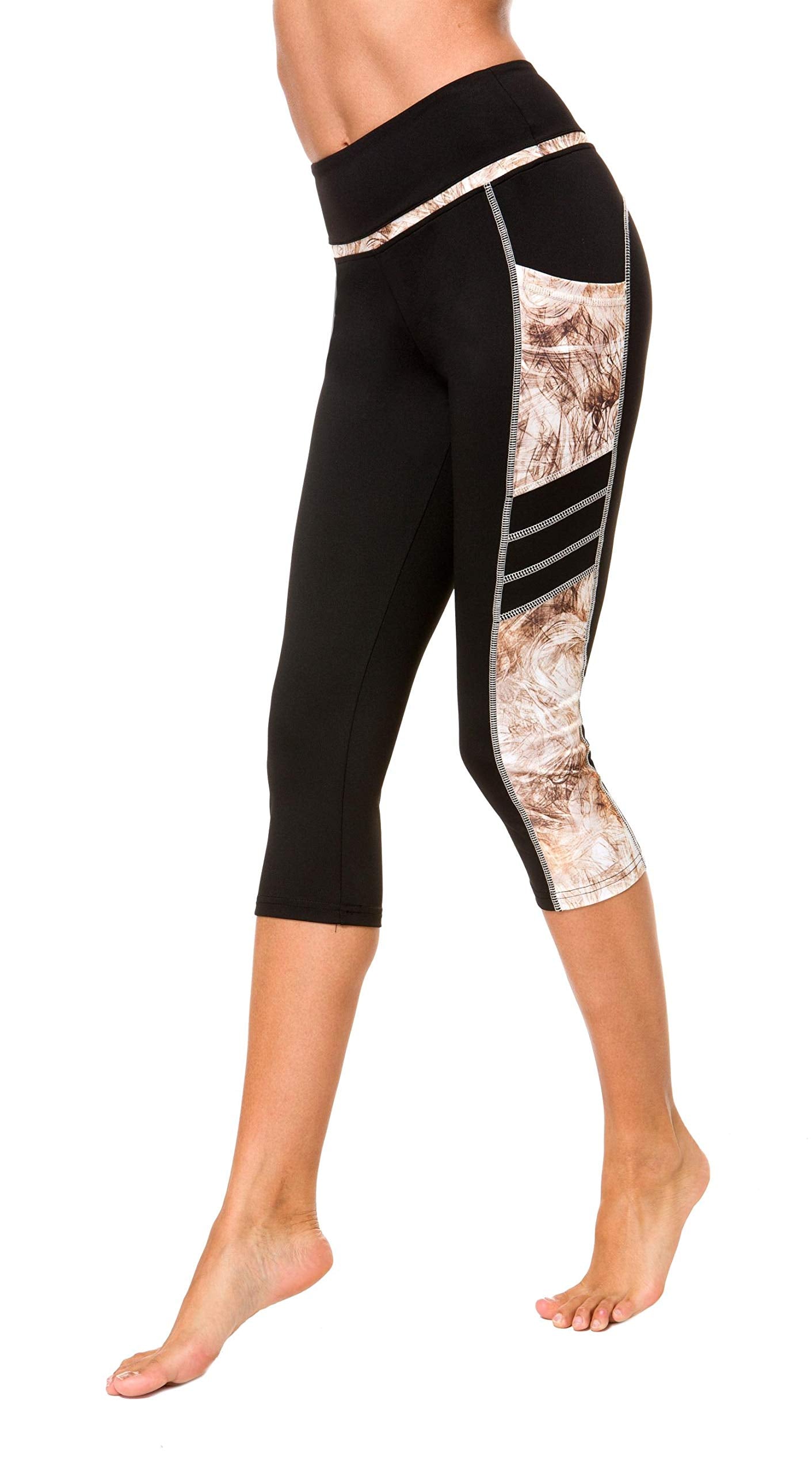 Sugar Pocket Gym Leggings for Women,Yoga Pants for Women Capri Workout Sport Exercise Cycling Leggings with Pockets