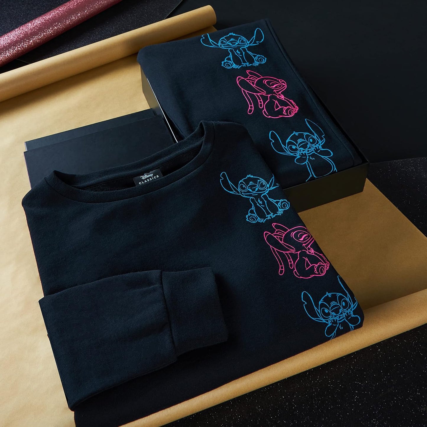 Disney Tracksuit Womens Full Set, Stitch Crop Top Loungewear Set