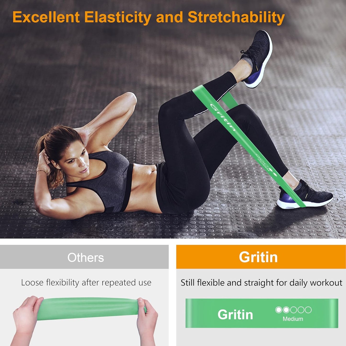 Resistance Bands, Set of 5 Skin-Friendly Resistance Loop Bands