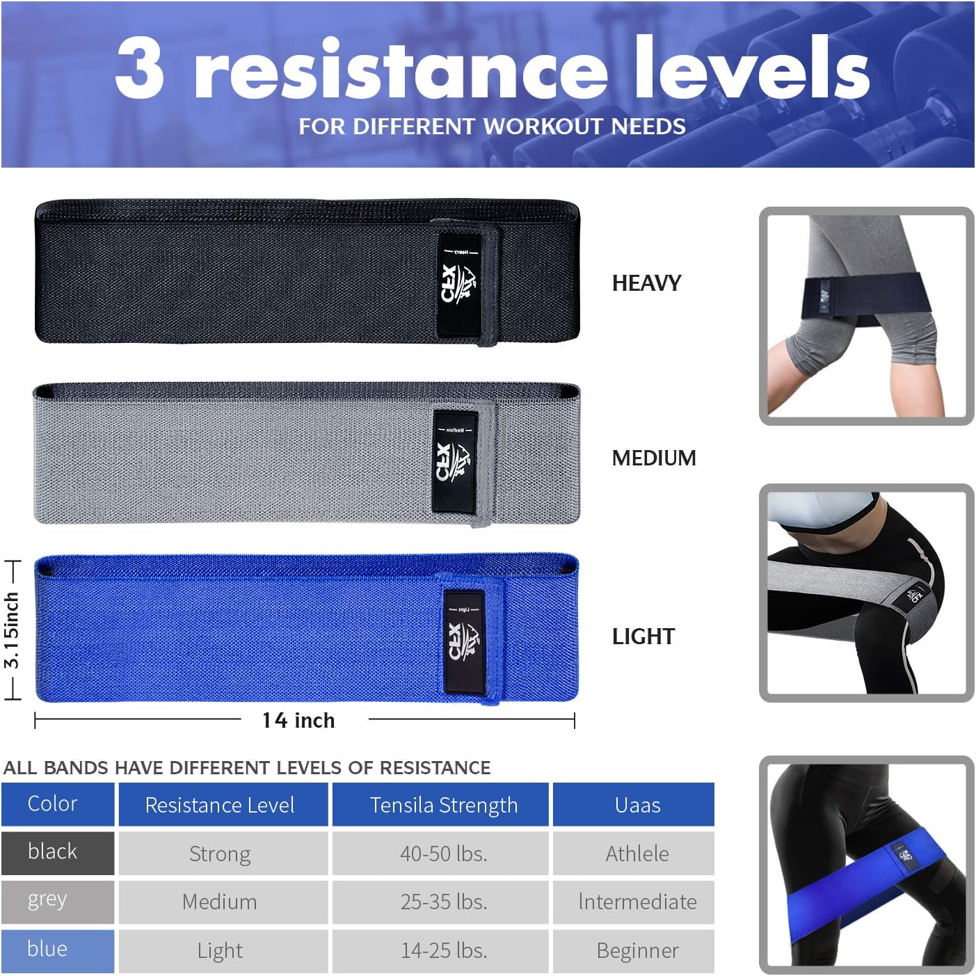 Resistance Bands Set, Exercise Bands with Non-Slip Design