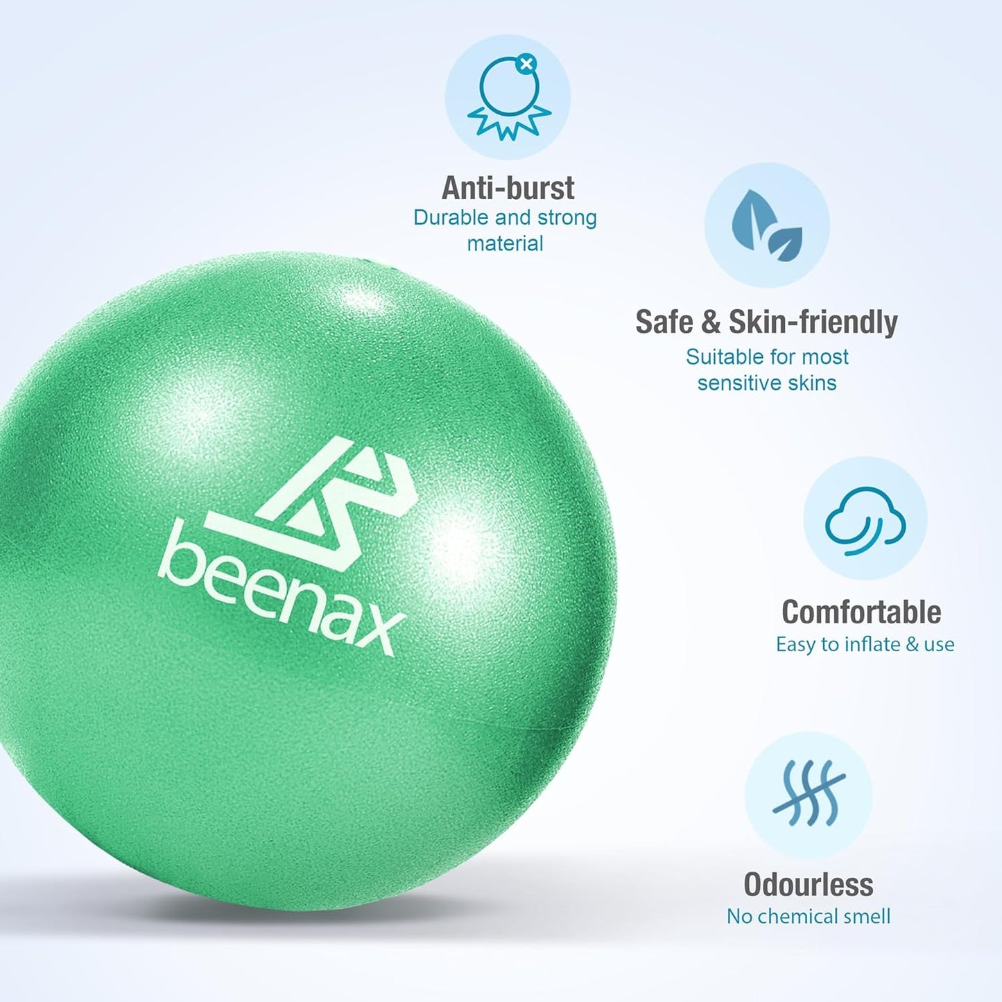 Beenax 23cm Soft Pilates Ball - 9 Inch Exercise, Mini Barre, Gym Ball