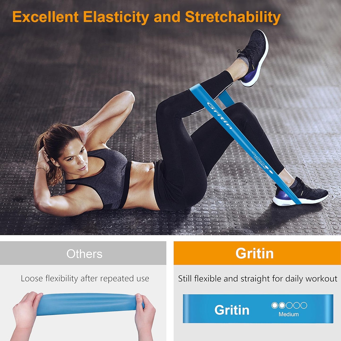 Resistance Bands, Set of 5 Skin-Friendly Resistance Loop Bands