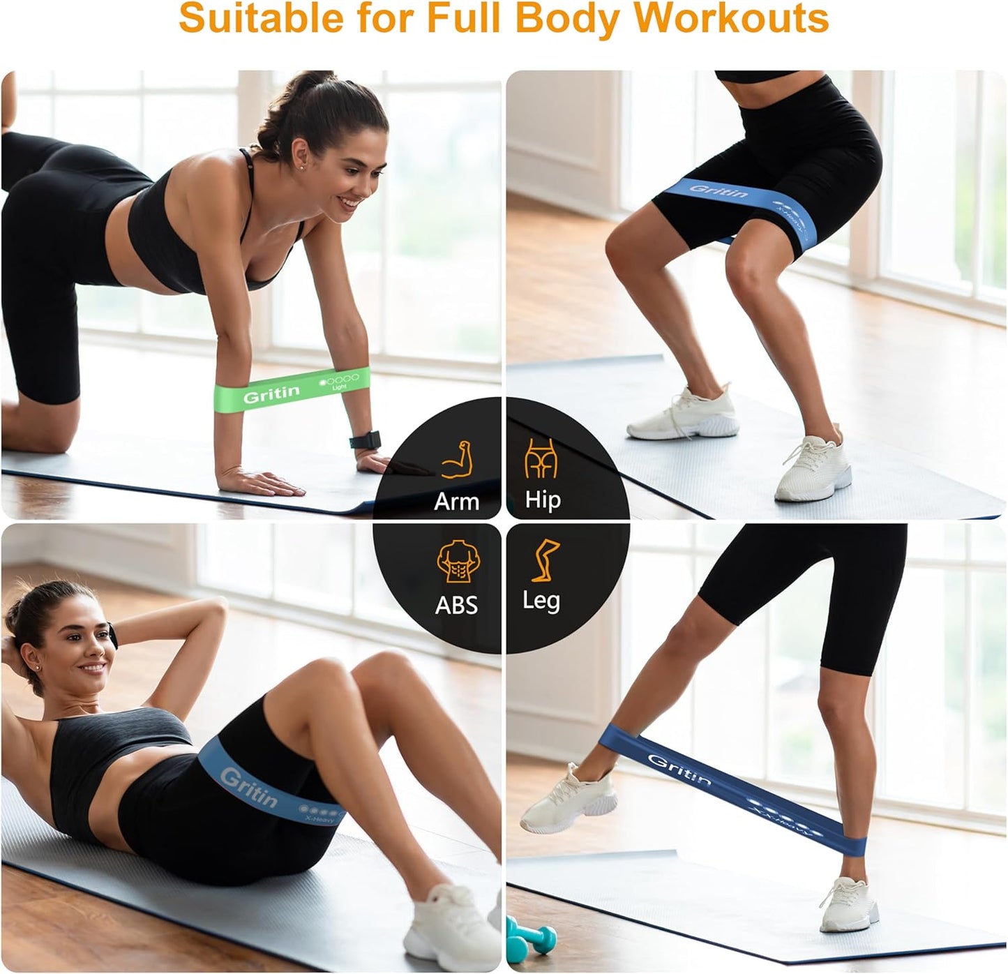 Resistance Bands, Set of 5 Skin-Friendly Resistance Loop Bands