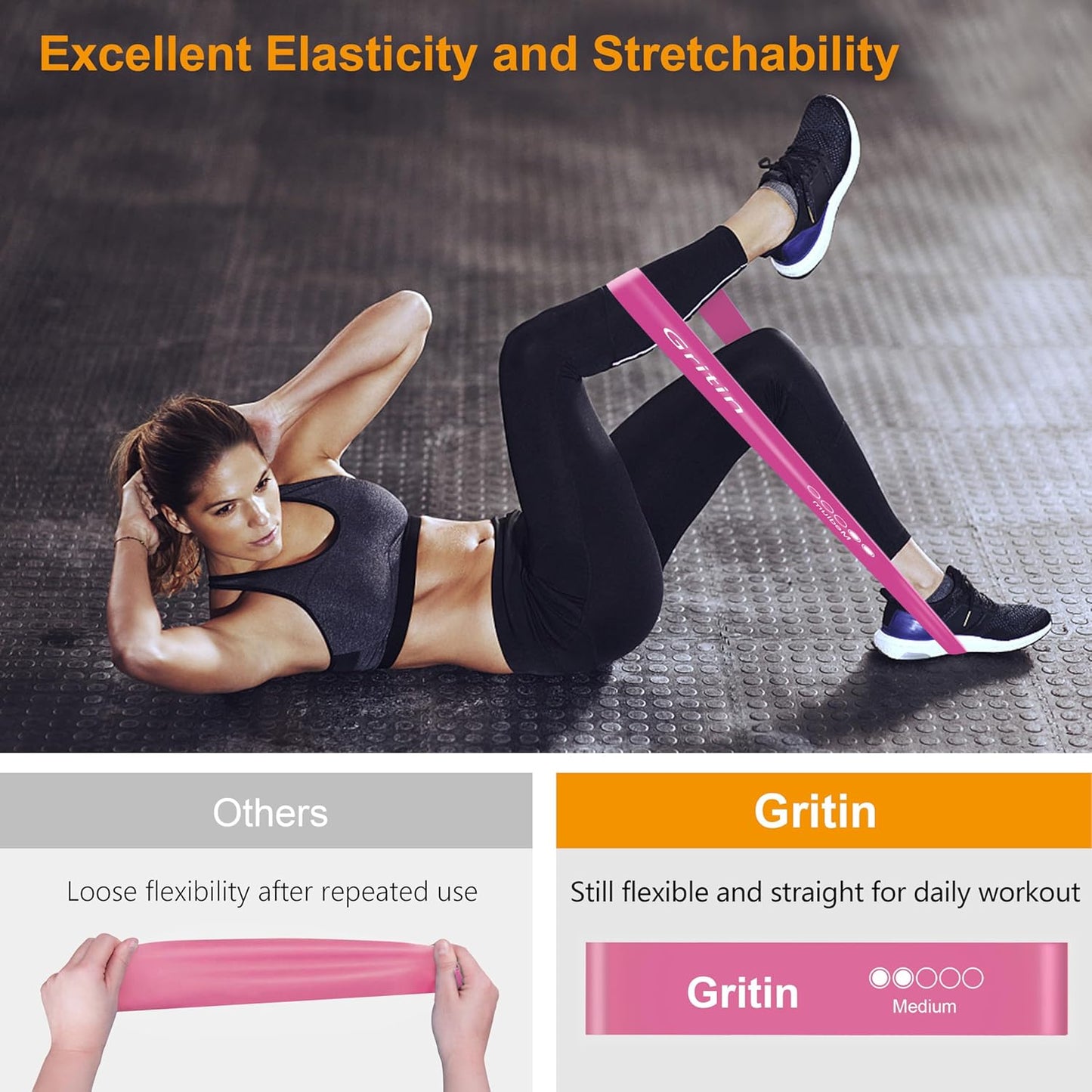 Resistance Bands, Set of 5 Skin-Friendly Resistance Loop Bands