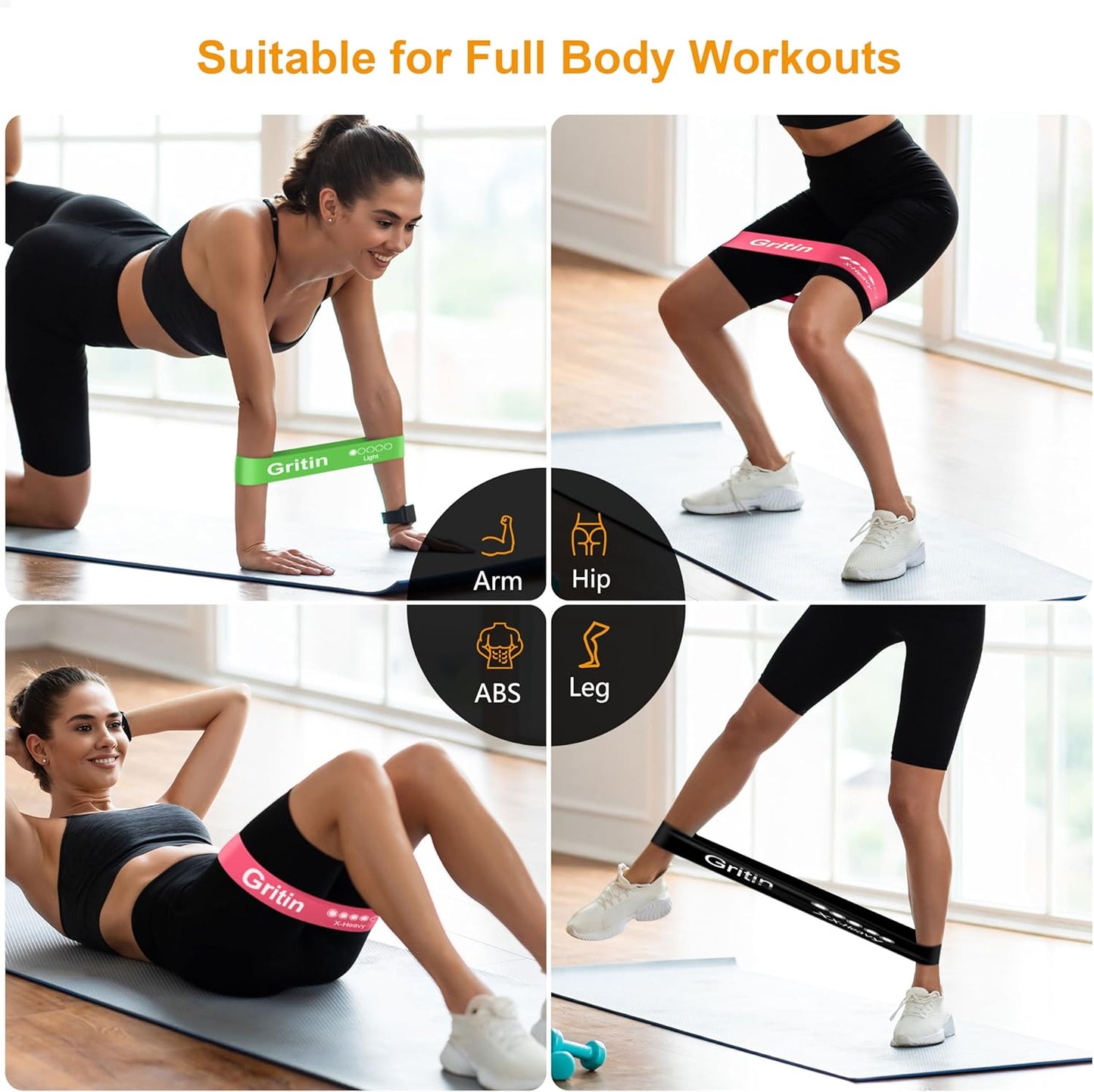 Resistance Bands, Set of 5 Skin-Friendly Resistance Loop Bands