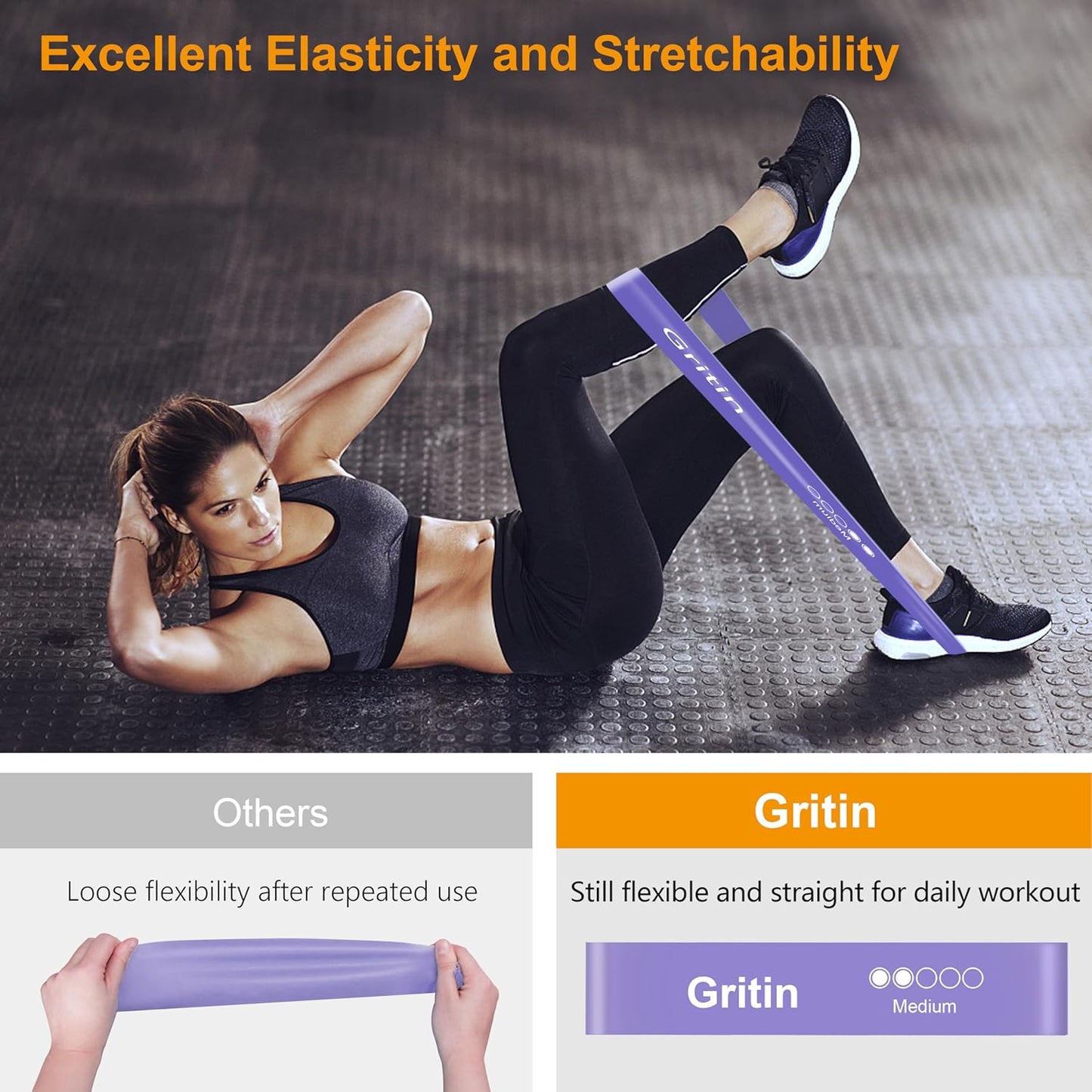 Resistance Bands, Set of 5 Skin-Friendly Resistance Loop Bands