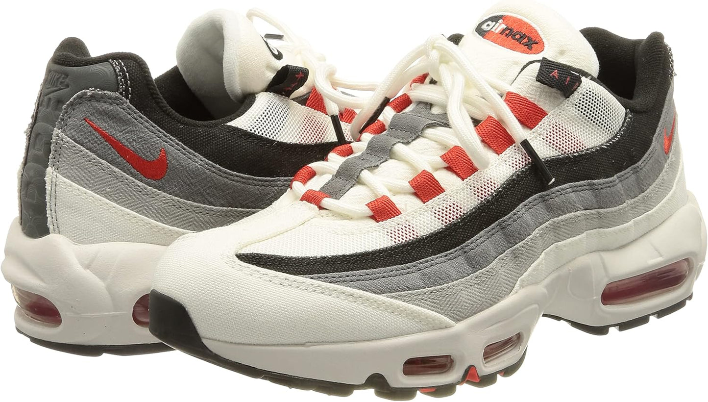 NIKE Mens Air Max 95 Sneaker, Summit White Chile Red Off Noir, 3.5 UK
