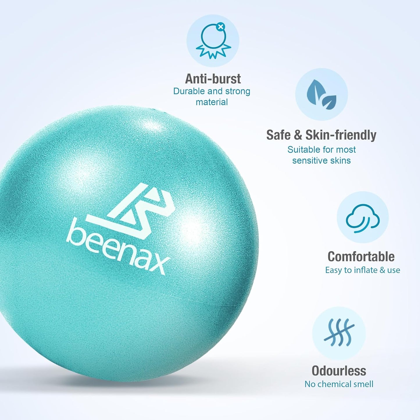 Beenax 23cm Soft Pilates Ball - 9 Inch Exercise, Mini Barre, Gym Ball