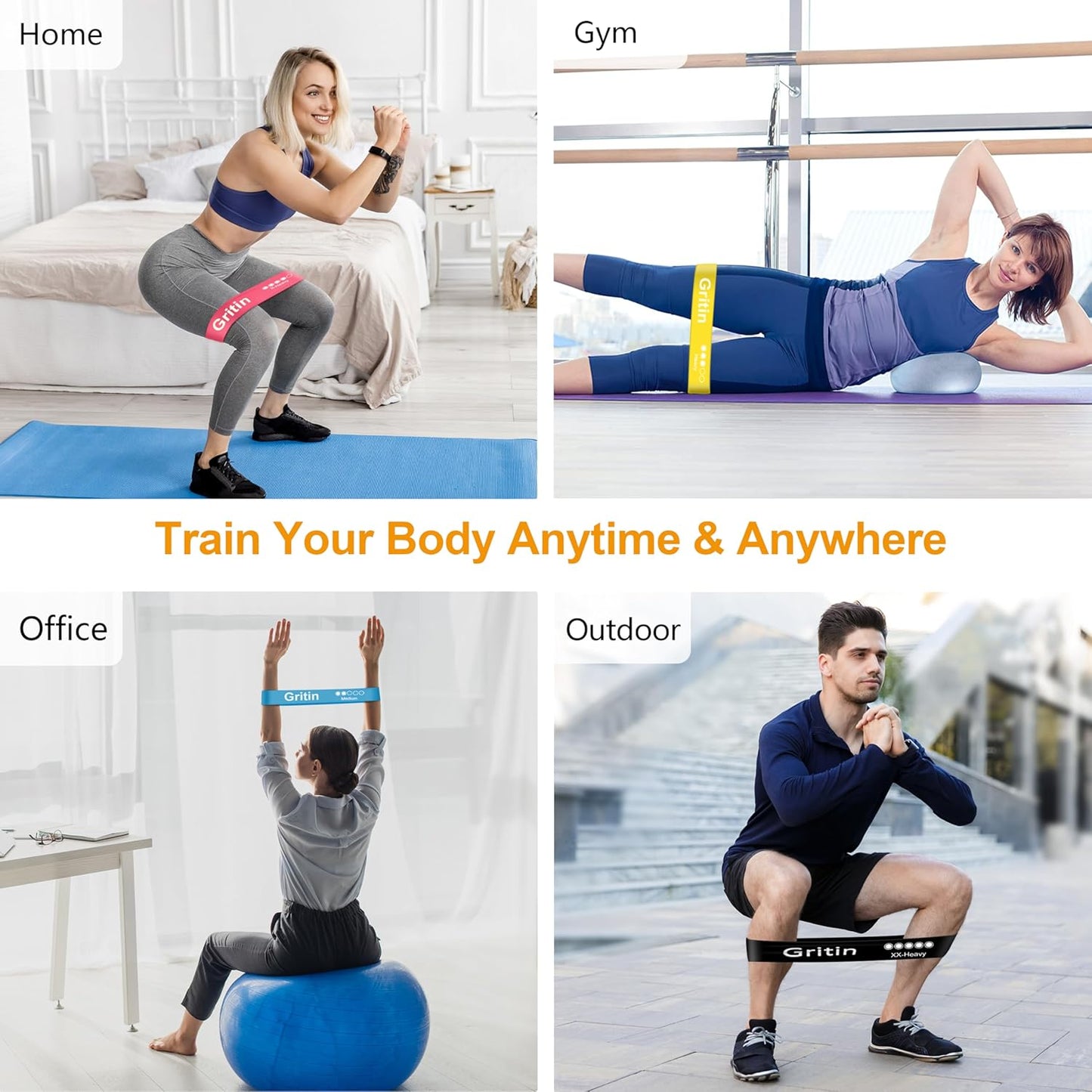 Resistance Bands, Set of 5 Skin-Friendly Resistance Loop Bands