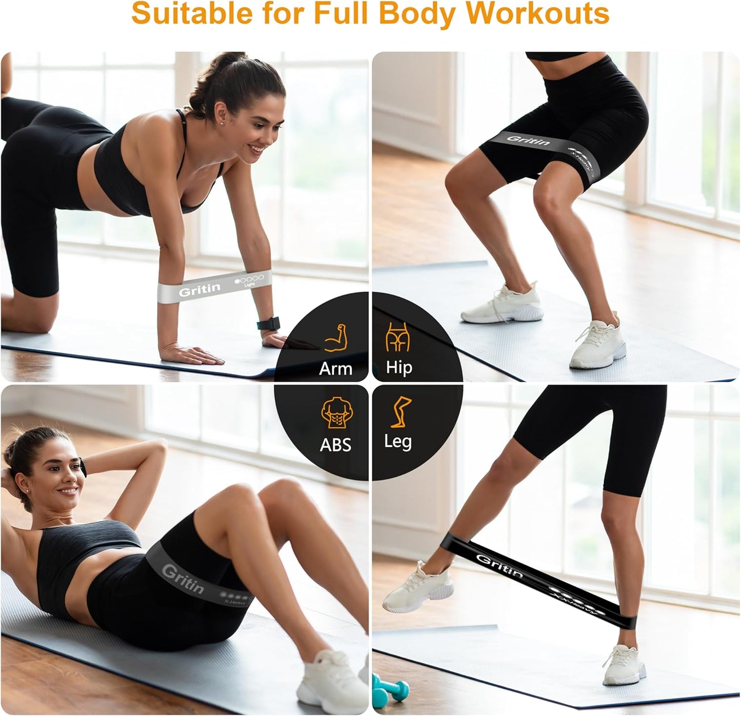 Resistance Bands, Set of 5 Skin-Friendly Resistance Loop Bands